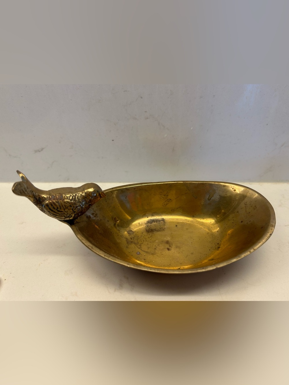 Vintage Brass Bird Bath Trinket Dish , Soap Holder or Tong Holder